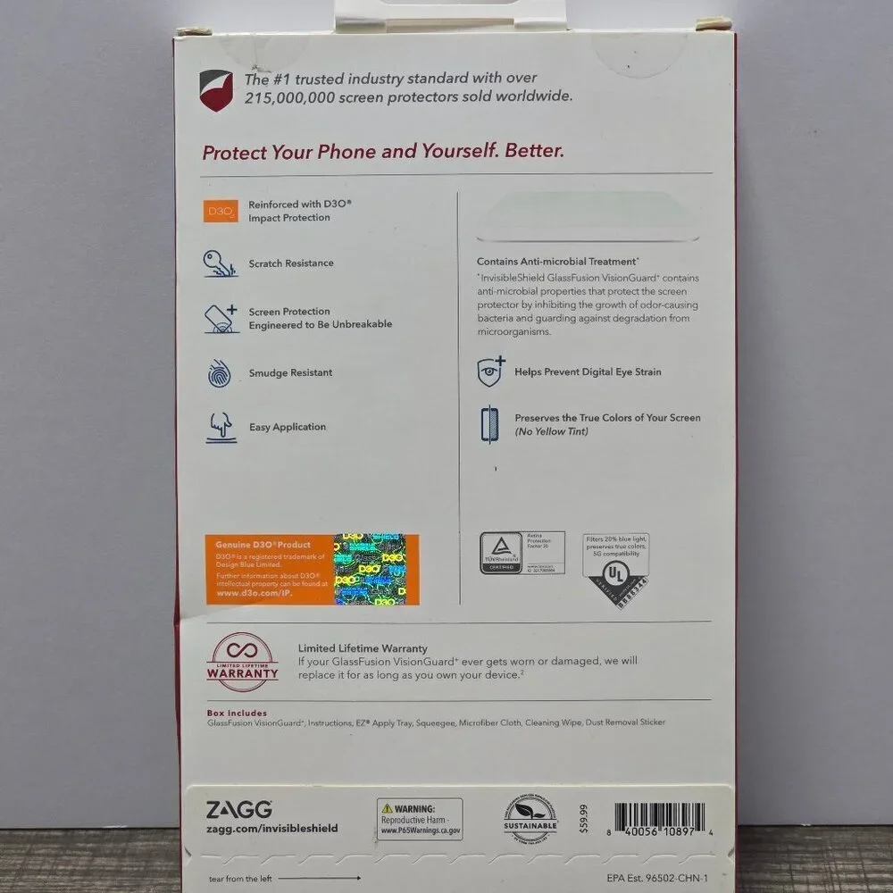 Zagg Invisible Shield GlassFusion Screen Protector Samsung S21+